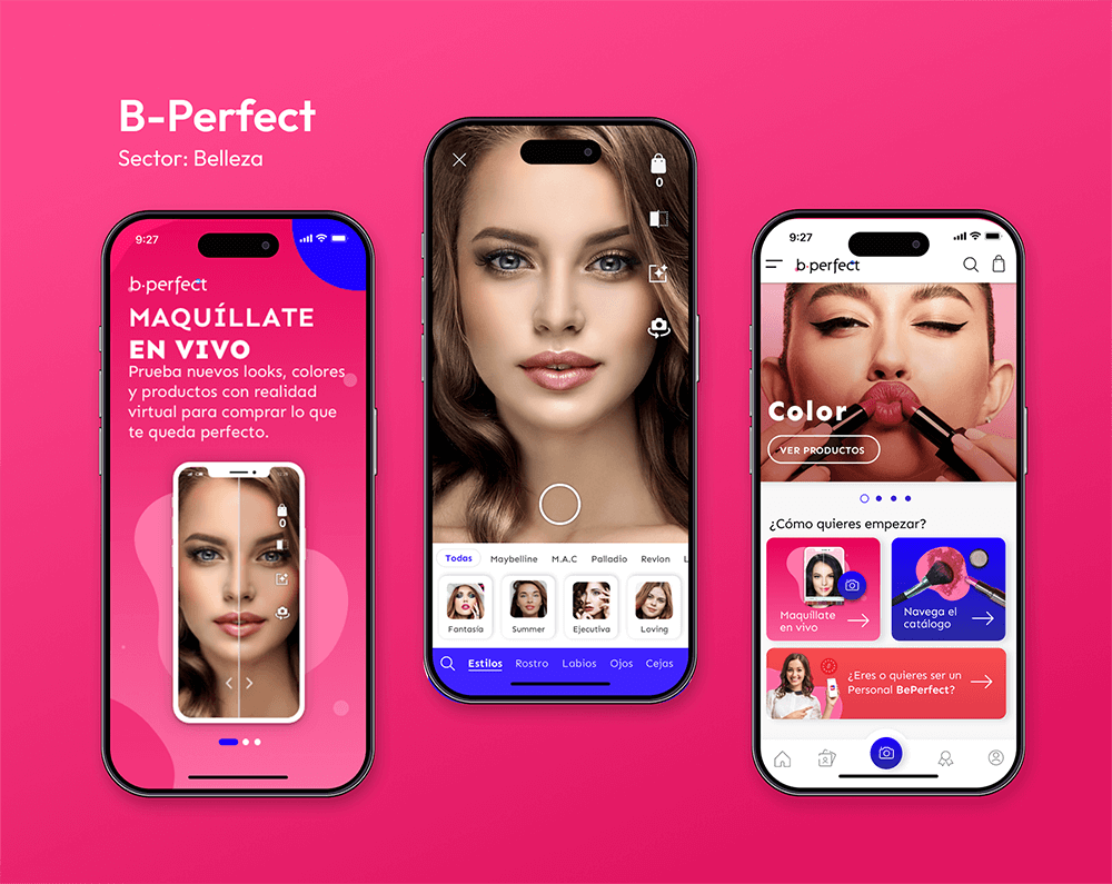 Diseño UX/UI App Realidad Aumentada de Belleza B-Perfect